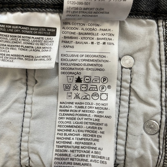 Levi 501 original short faded black grey wonen short size 27 denim cut off - Picture 6 of 8